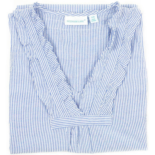 Blue Seersucker ~ Cotton Nightshirt: S/M