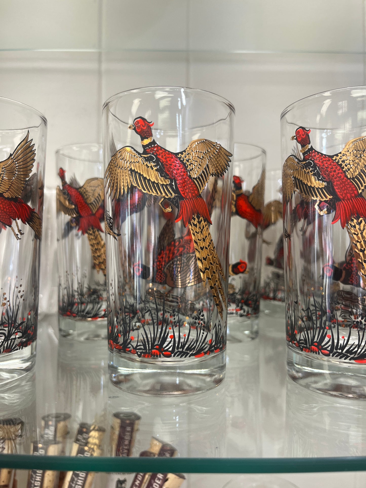 Pheasant Glasses, Set of 8