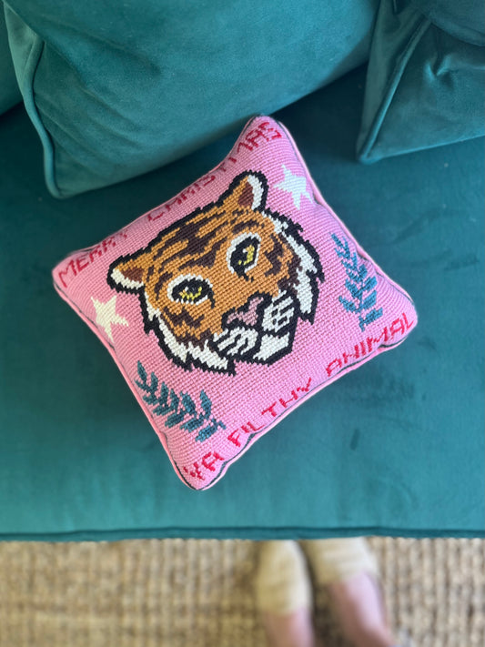 Filthy Animal Needlepoint Pillow