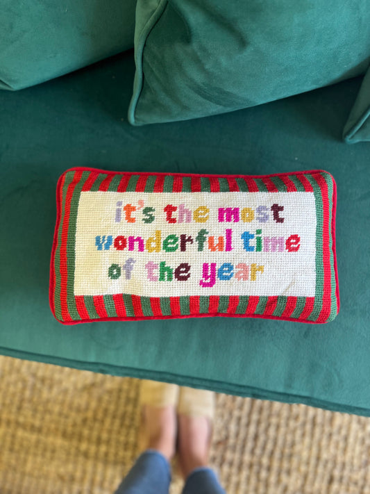 Most Wonderful Time Needlepoint Pillow