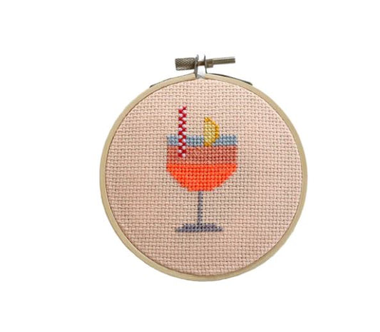 Aperol Cocktail Mini Cross Stitch Kit