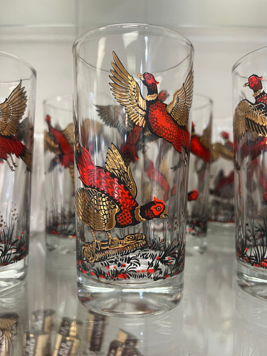 Pheasant Glasses, Set of 8