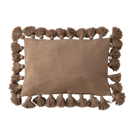 Brown Tassel Pillow-24"L x 16"H