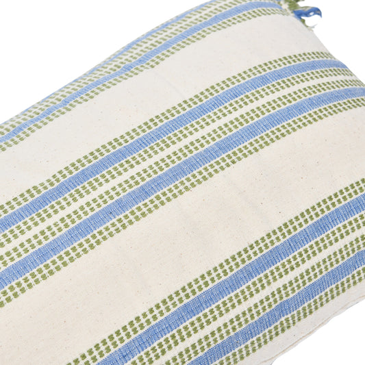 Blue and Green Stripe Lumbar Pillow