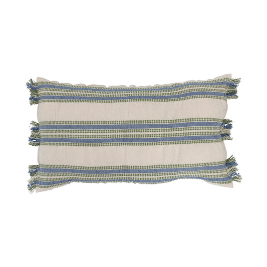 Blue and Green Stripe Lumbar Pillow