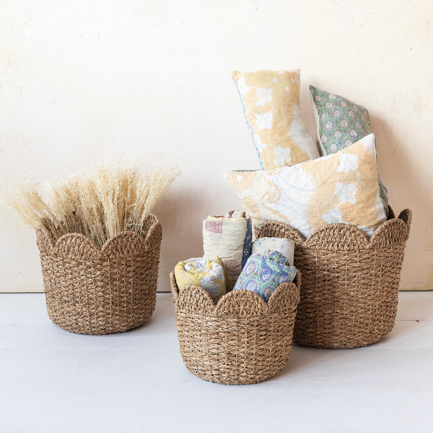 Scalloped Rattan Baskets