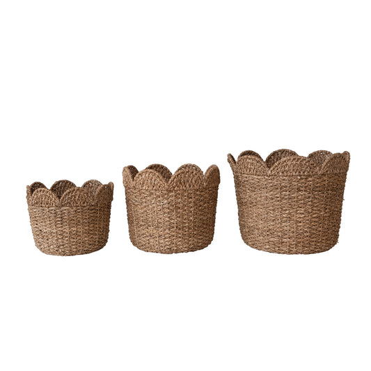 Scalloped Rattan Baskets