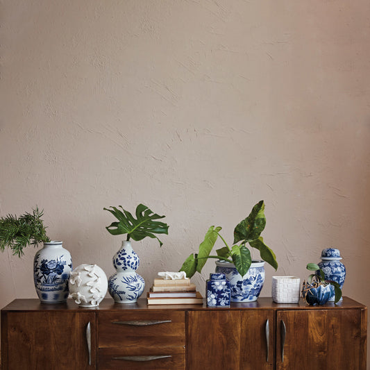 Blue & White Stoneware Vase