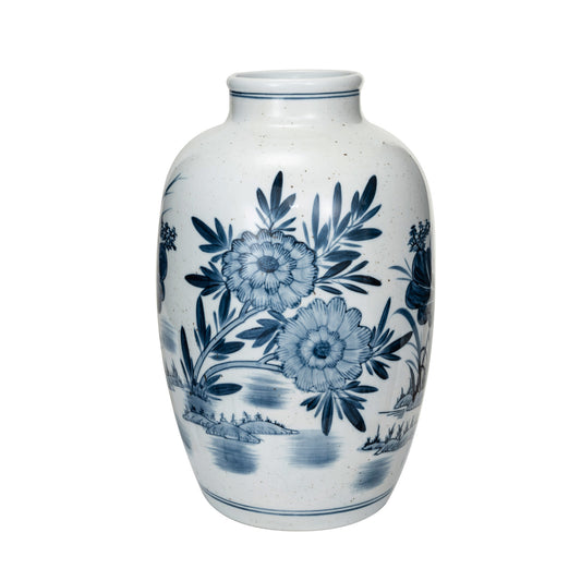 Blue & White Stoneware Vase