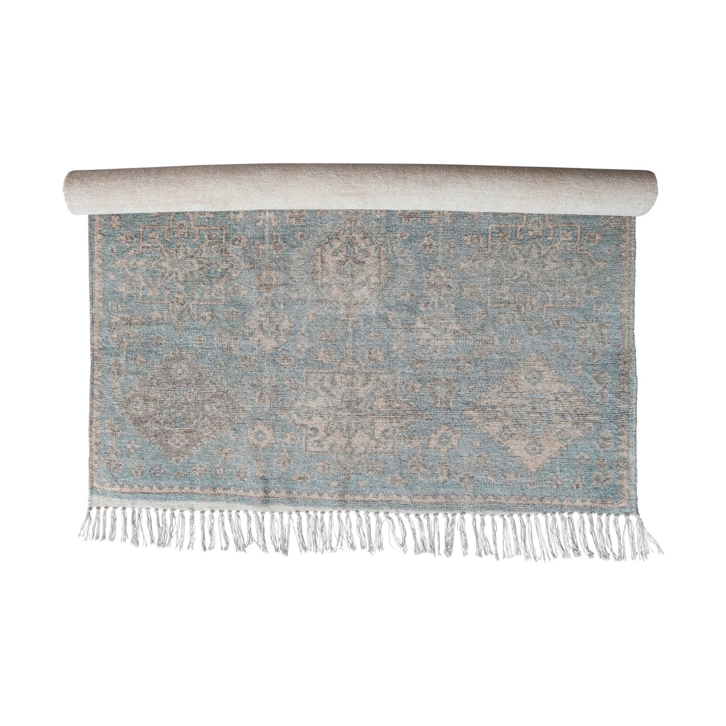 Colette Cotton Chenille Distressed Print Rug w/ Fringe