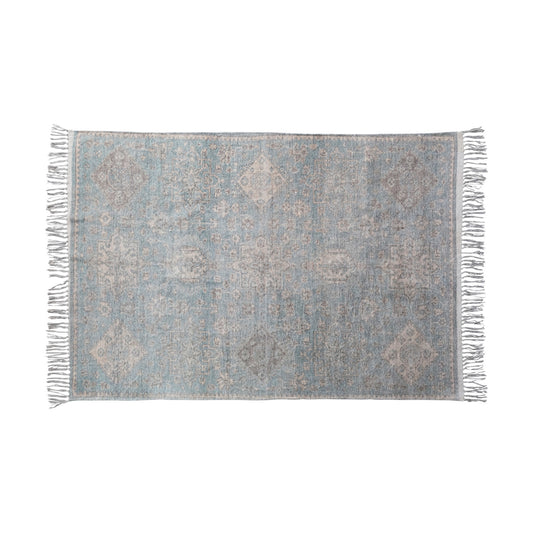 Colette Cotton Chenille Distressed Print Rug w/ Fringe