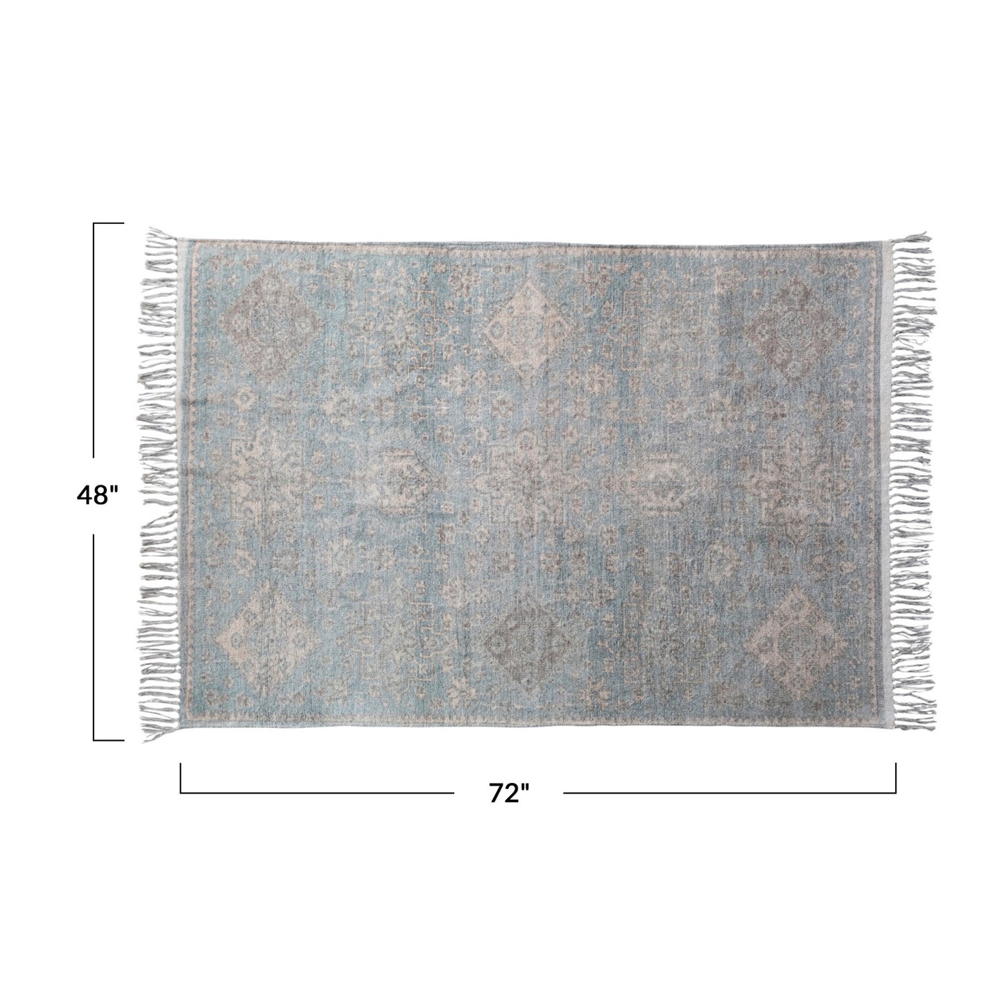 Colette Cotton Chenille Distressed Print Rug w/ Fringe