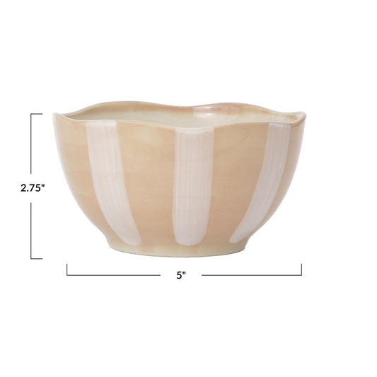 Stripes and Scallops Stoneware Bowl