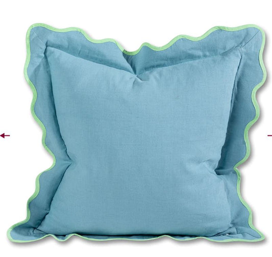 Darcy Linen Pillow, Aqua + Mint