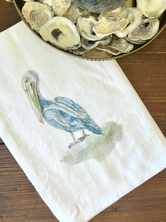 Watercolor Pelican Tea Towel