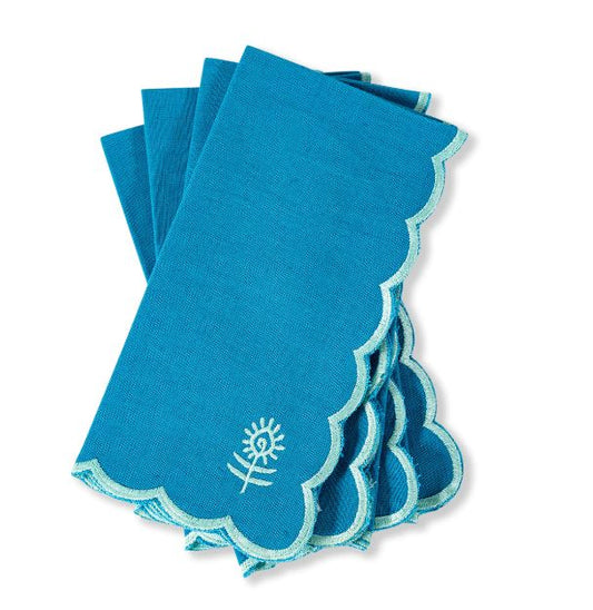 Peacock + Mint Linen Napkin Set