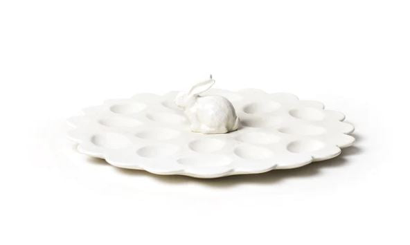 White Egg Tray with Shaped Rabbit