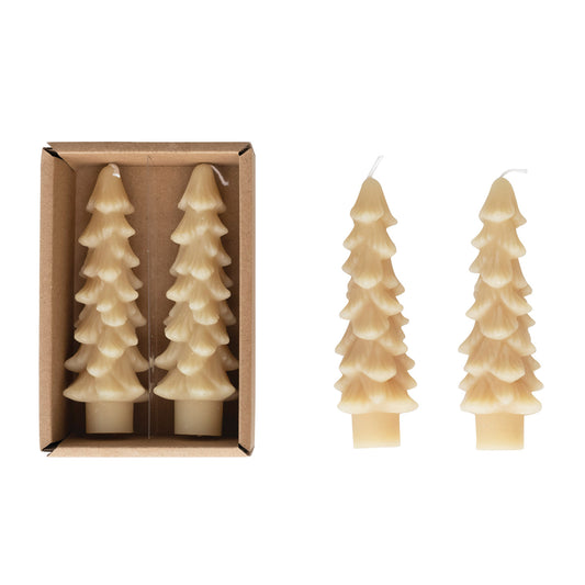 Tree Shaped Taper Candles, Ivory 5"