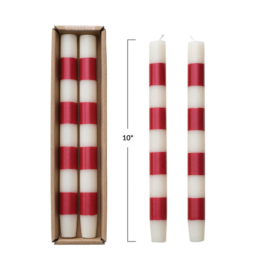 Red & White Striped Taper Candles