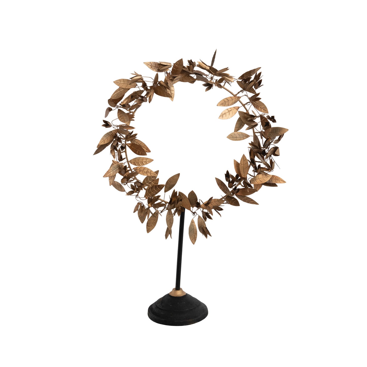 Metal Leaf Wreath on Stand