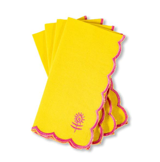 Yellow + Hot Pink Linen Napkin Set
