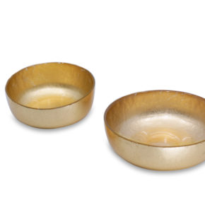 Gold Foil Glass, Shallow Round Bowl Set