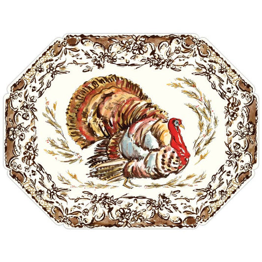 Handpainted Turkey with Hay Berries Posh Die-Cut Placemat